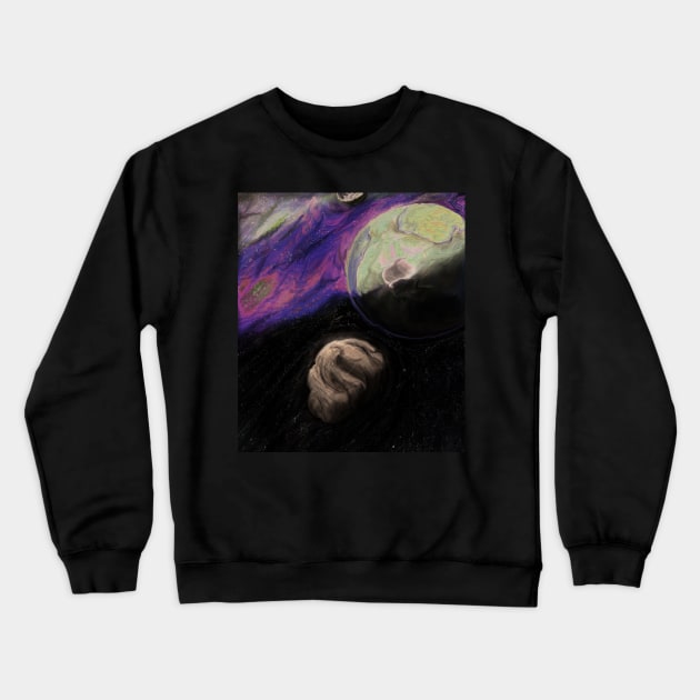 Asteroid Vs. Planet Crewneck Sweatshirt by Cobb's Creations